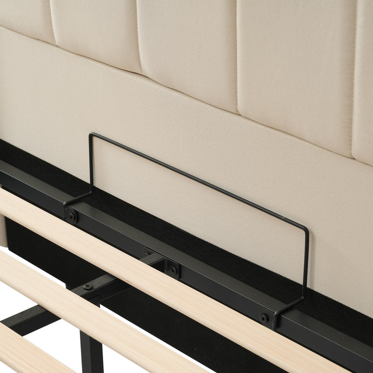 POLSTERBETT aus Leinen 160x200 cm Beige mit Bettkasten, LED-Beleuchtung und USB-C-Anschluss - Beige, Textil (160/200cm) - IVMEU
