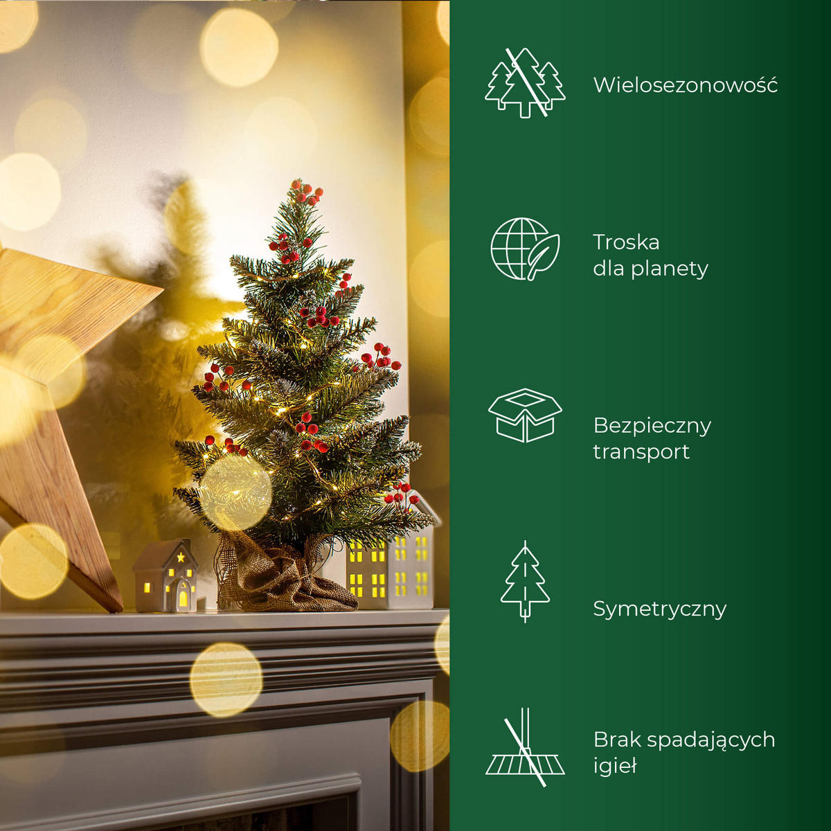 KADAX Künstlicher Weihnachtsbaum klein, 50 cm, schneebedeckte Kiefer, Jute - Grün, Kunststoff (55cm) - KADAX