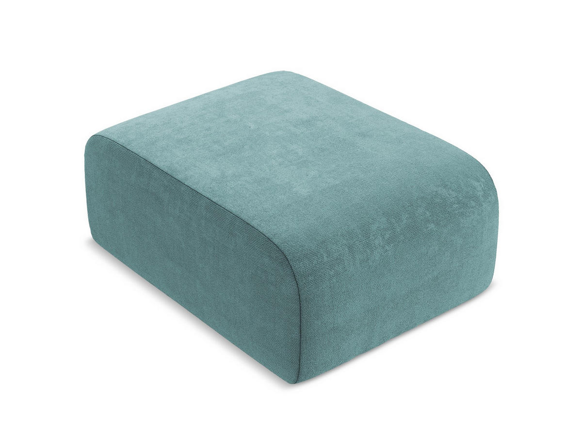 POUF Chenille Stoff Blau - Blaugrau/Schwarz, Holzwerkstoff/Kunststoff (72/42/94cm) - Makamii