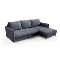 ECKSOFA Belis Boucle in Dunkelblau, Schlafsofa - Dunkelblau, Holzwerkstoff/Textil (216/165cm) - Bettso