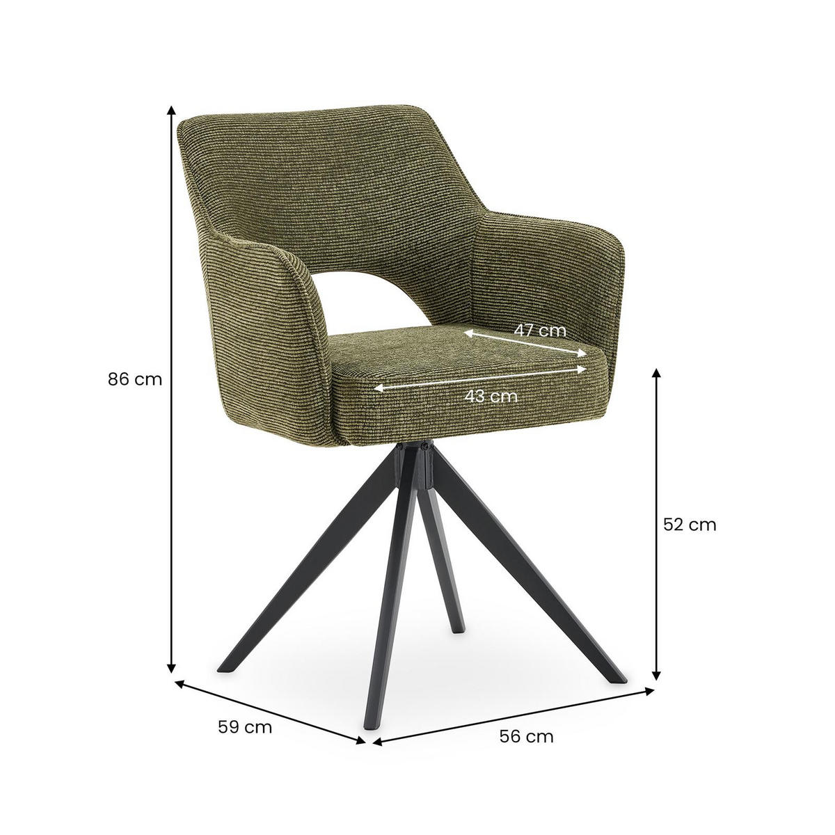 ESSZIMMERSTÜHLE FLORENCE 2er-Set grün - Grün, Textil (56/86/59cm) - IDIMEX
