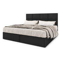 BOXBETT 160x200 cm, GARDA, Bettkasten und Taschenmatratze, Elegant Topper und Schubladen, Schwarz - Schwarz, Holzwerkstoff/Kunststoff (160/200cm) - Trada