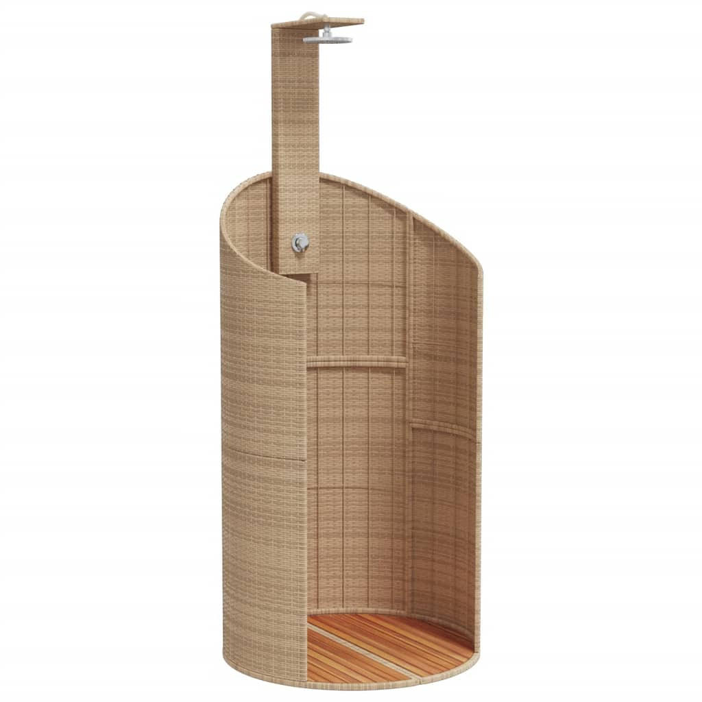 GARTENDUSCHE Beige 100/100/241,5 Cm Poly Rattan Akazienholz - Beige, Holzwerkstoff (100/241.5/100cm) - vidaXL