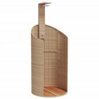 GARTENDUSCHE Beige 100/100/241,5 Cm Poly Rattan Akazienholz - Beige, Holzwerkstoff (100/241.5/100cm) - vidaXL