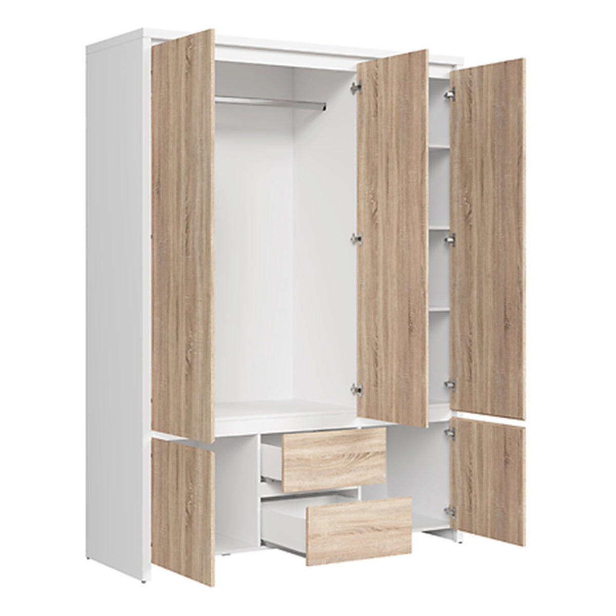 SCHRANK 3 Türen Soren Holz und Weiß - Weiß, Holzwerkstoff (153.5/211/55.5cm) - Petits-meubles