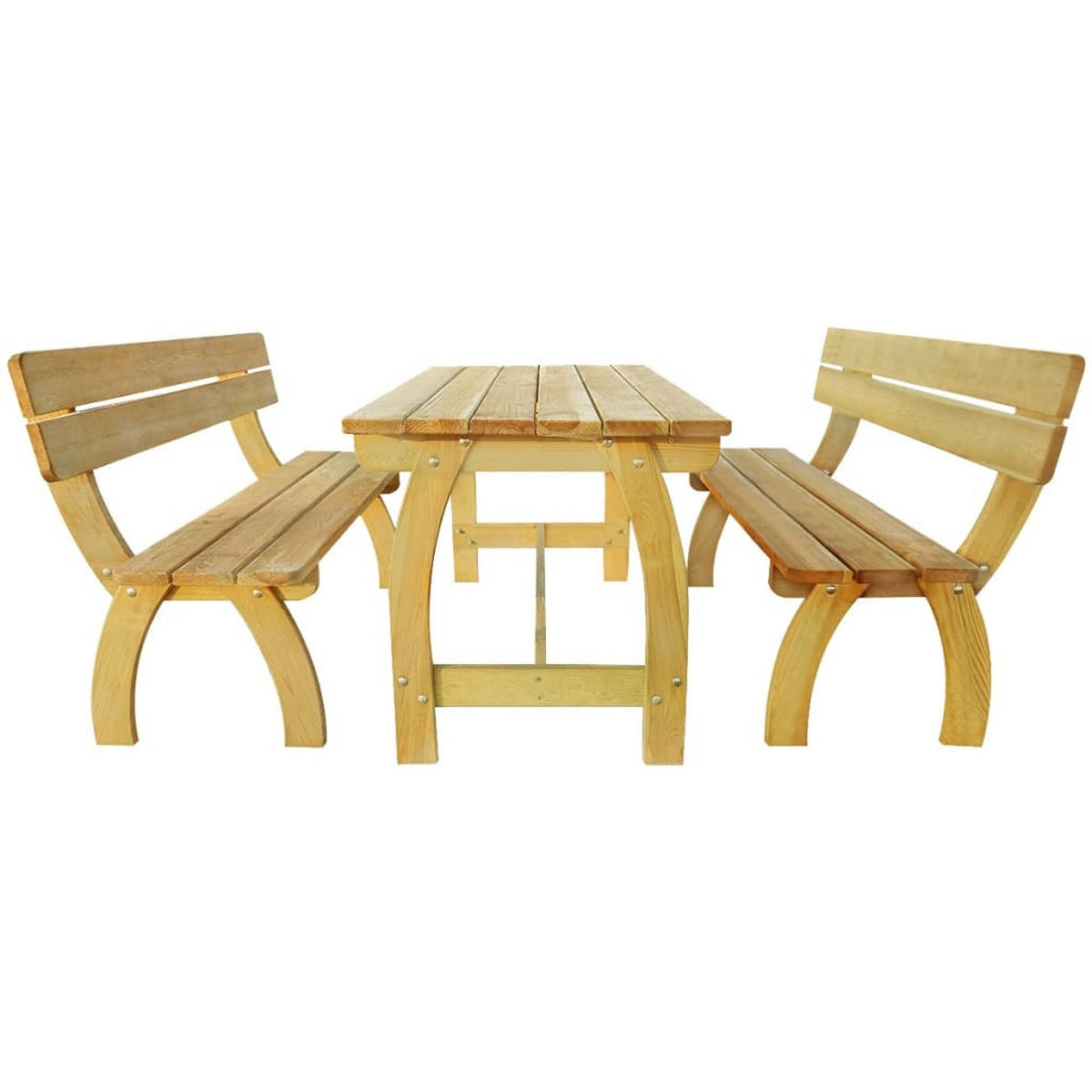 BIERTISCH mit 2 Bänken Imprägniertes Kiefernholz - Braun, Holz (60/86/150cm) - furnicato