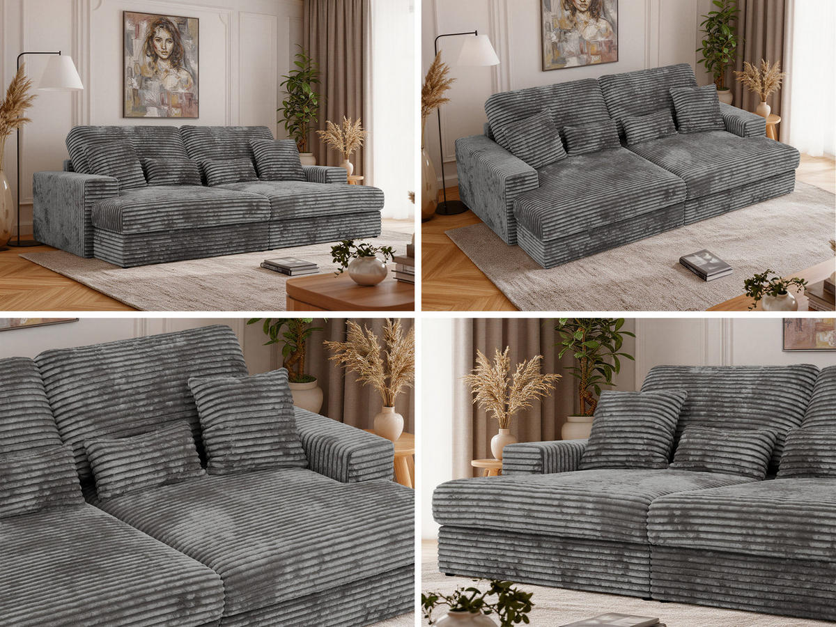 ŠTVORMIESTOVÁ POHOVKA ANERO - Sivá Manšester - čierna/sivá, textil/plast (292/107/163cm) - MKS