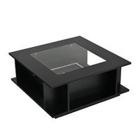 COUCHTISCH DE-37114 quadratisch mit Glasplatte und LED Schwarz - Schwarz, Holzwerkstoff (70/70/30cm) - ComfortXL