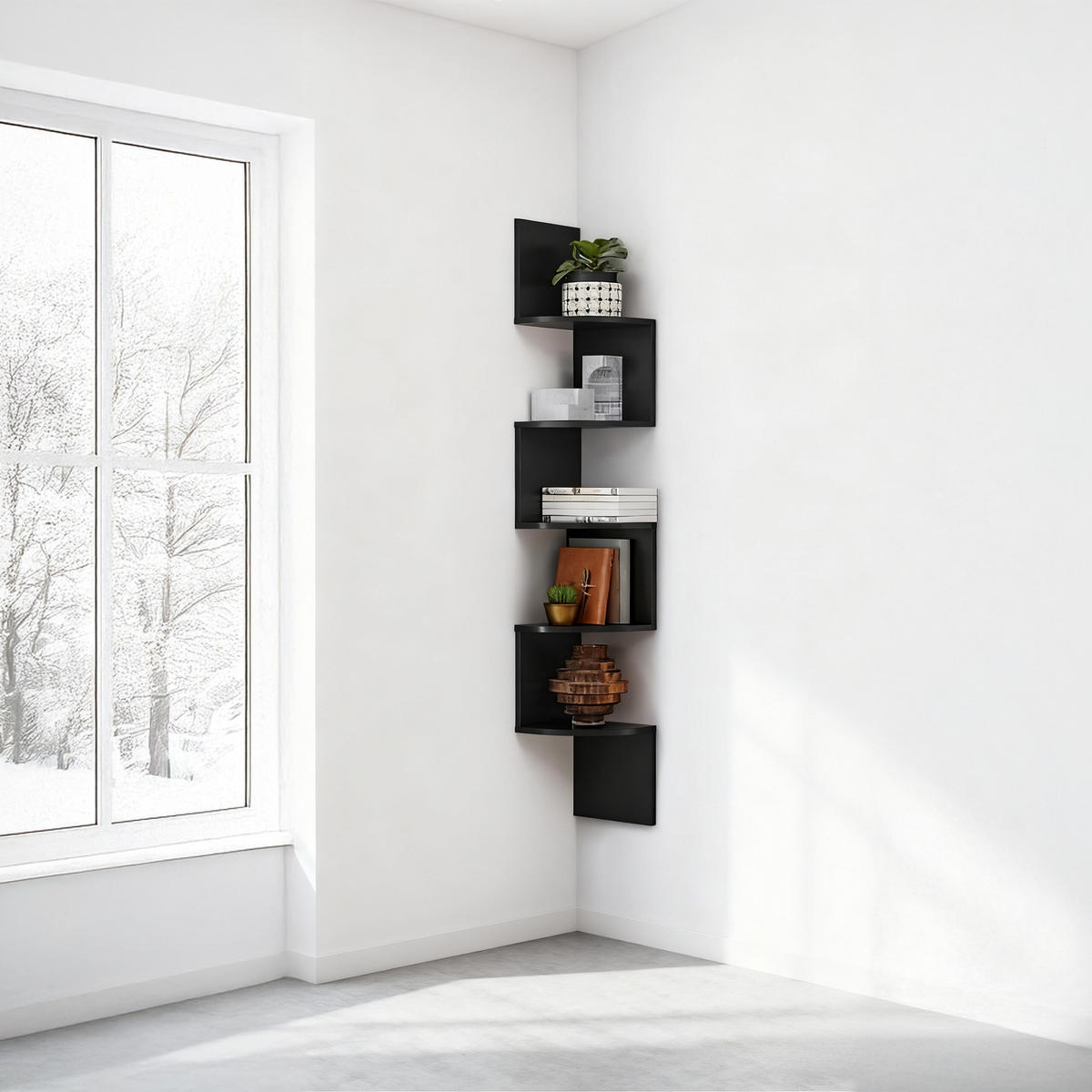 ROHOVÝ reg. - čierna, kompozitné drevo (20/125/20cm) - Relaxdays