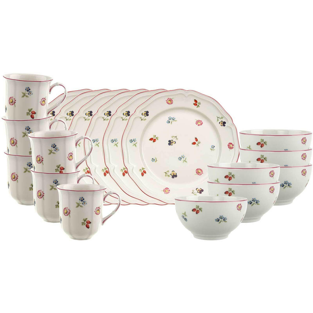 FRÜHSTÜCKS-SET Petite Fleur bunt 18er Set - Multicolor, Keramik (1/1/1cm) - Villeroy & Boch