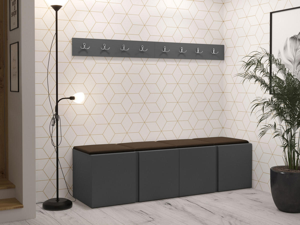 GARDEROBEN-SET Orion VII - Graphitfarben/Braun, Holzwerkstoff/Kunststoff (168/42/46cm) - MIRJAN24