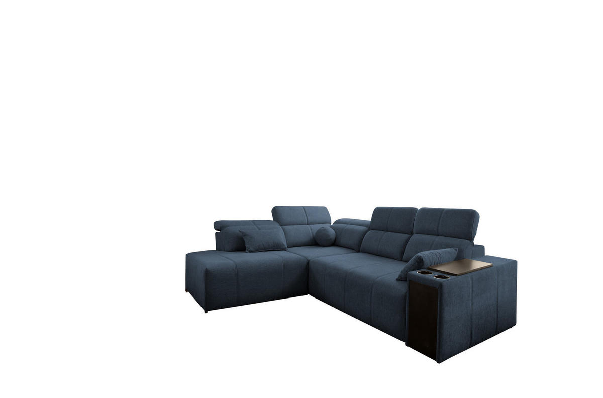 ECKSOFA Mindy VII mit Schlaffunktion und verstellbarer Rückenlehne, Stoff Verita Blau Links - Blau, Holz/Textil (230/288cm) - Kaiser Möbel