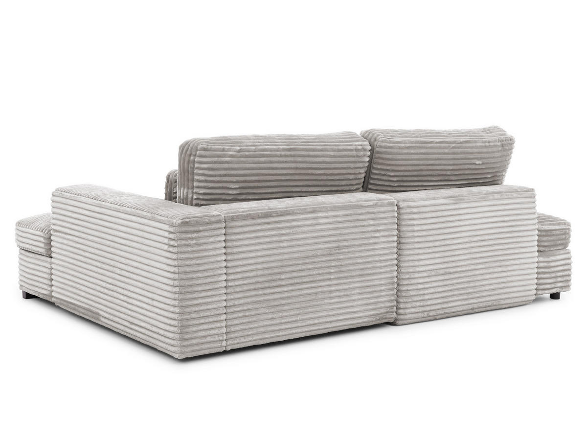ECKSOFA Wolke mit tiefer Sitzfläche, Schlaffunktion und praktischem Bettkasten aus weichem Taupe Cordstoff - Taupe/Schwarz, Holz/Kunststoff (225/162cm) - S-Style