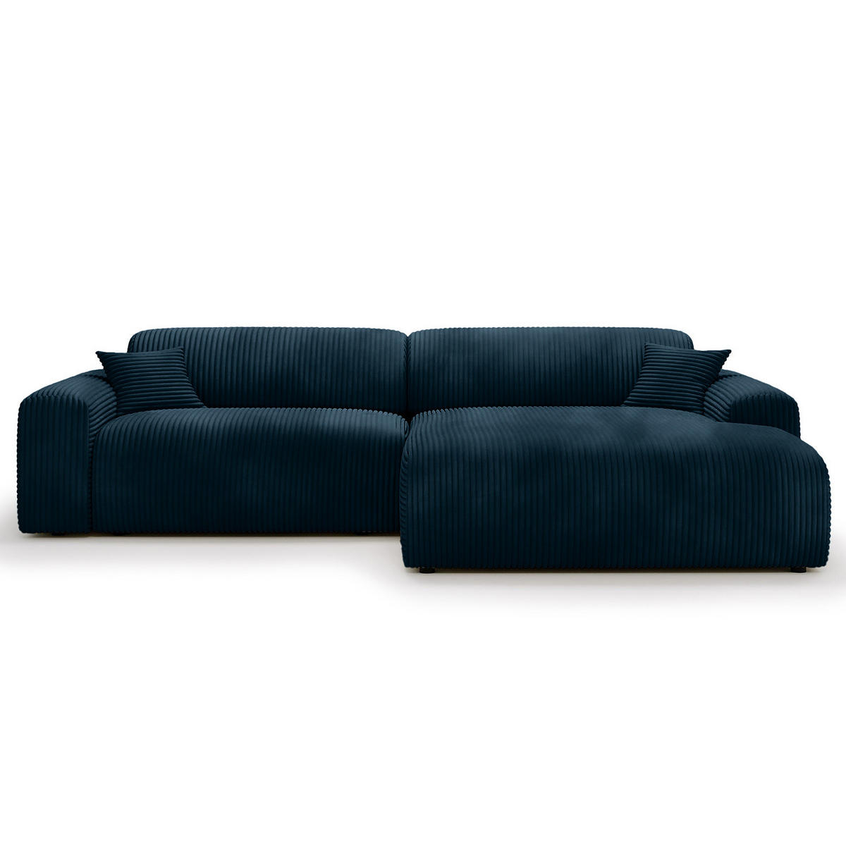 ECKSOFA mit Longchair - Cord - Blaugrau/Schwarz, Kunststoff/Textil (284/178cm) - home24