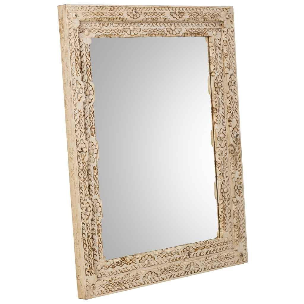 SPIEGEL aus Holz, weiß, 80x3x100cm - Beige, Holz (80/100/3cm) - Wanderlust