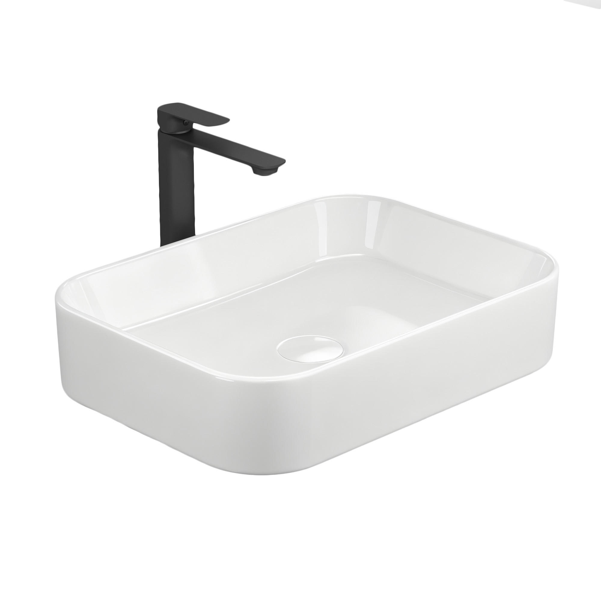 WASCHBECKEN Keramik R-Ecken 50,5 / 37 / 11 cm - Weiß, Keramik (50.5/11/37cm) - EMKE