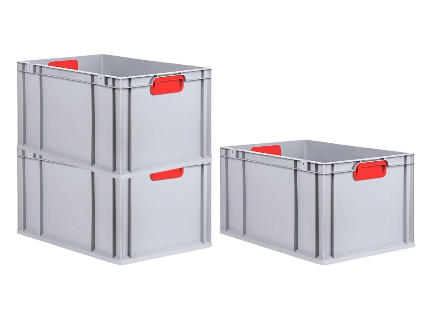 EUROBOX 3x Nextgen Color 32x40x60cm 65 Liter Griffe Rot Geschlossen - Rot, Kunststoff (40/22/60cm) - PROREGAL