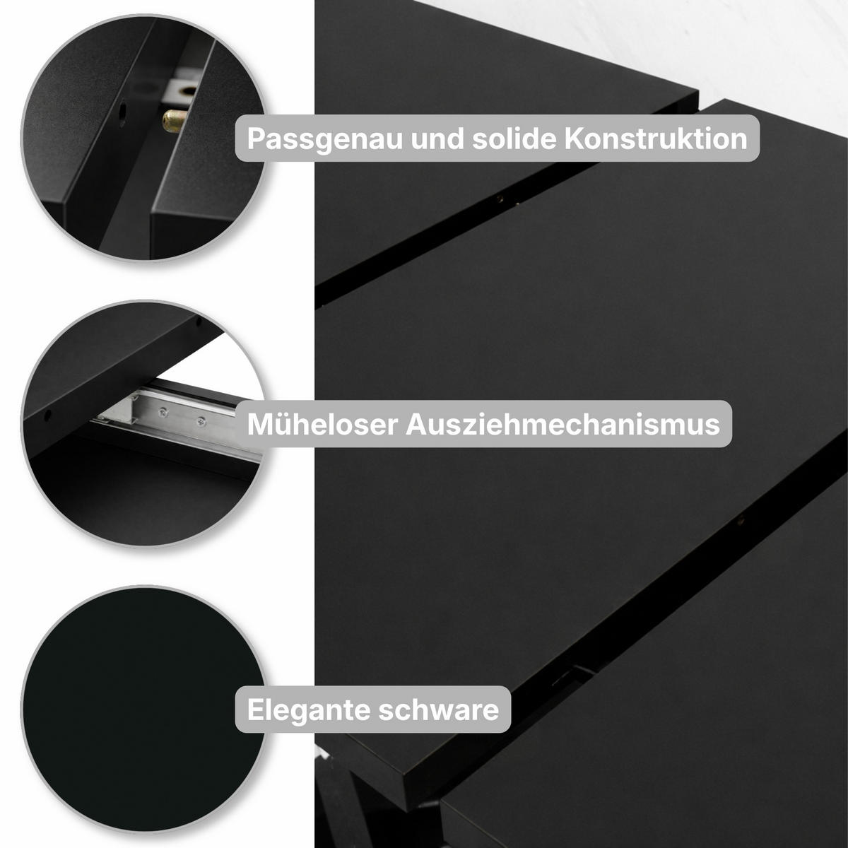 ESSTISCH Ausziehbar von 120 bis 160 cm in Schwarz - Schwarz, Holzwerkstoff (80/160/75cm) - Home Collective