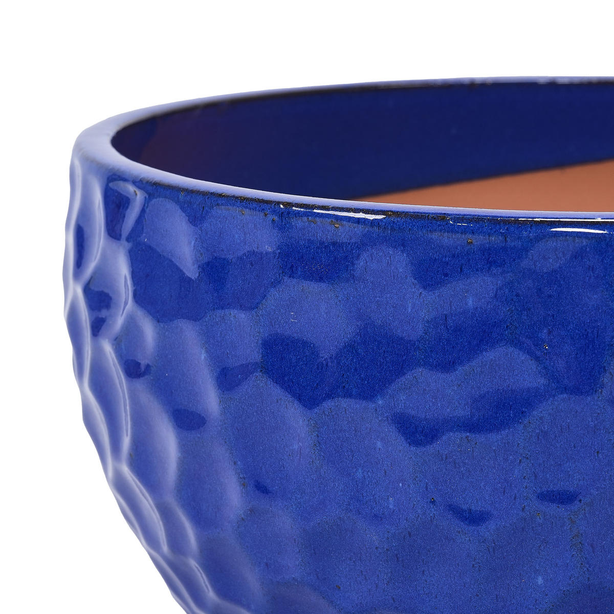 PFLANZTOPF-SET Blau 3er Set, Ø 38/30/25 cm, Keramik, Hammermuster - Blau, Keramik (19cm) - PANGIVO