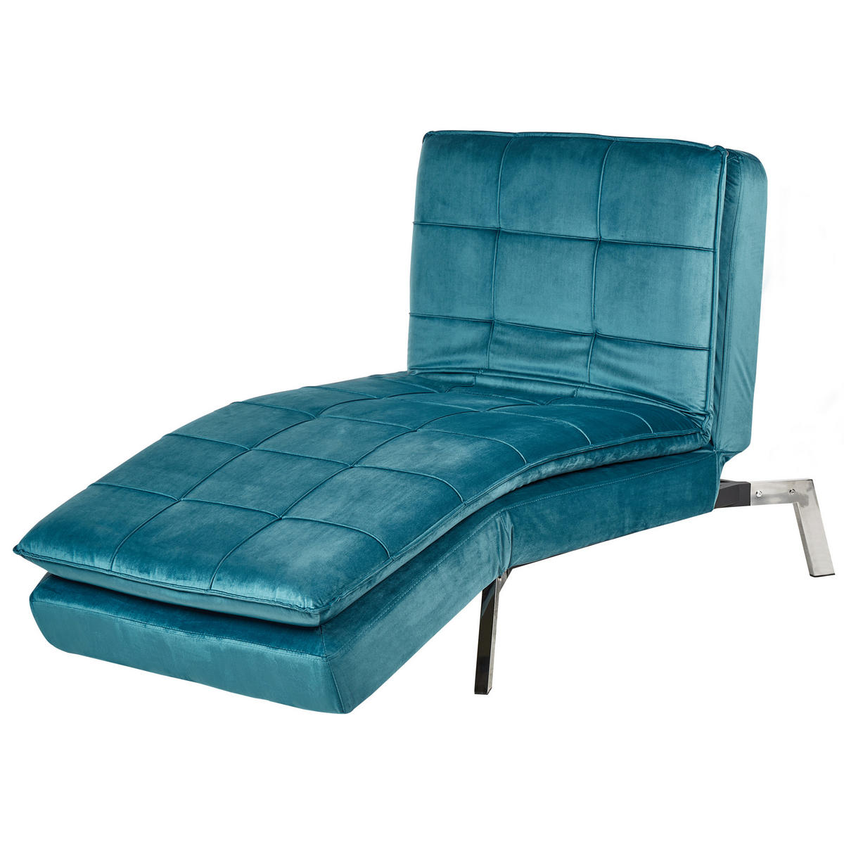 RELAXLIEGE Samtstoff blaugrün verstellbar Loiret - Blau/Silberfarben, Textil (179/93/76cm) - Beliani