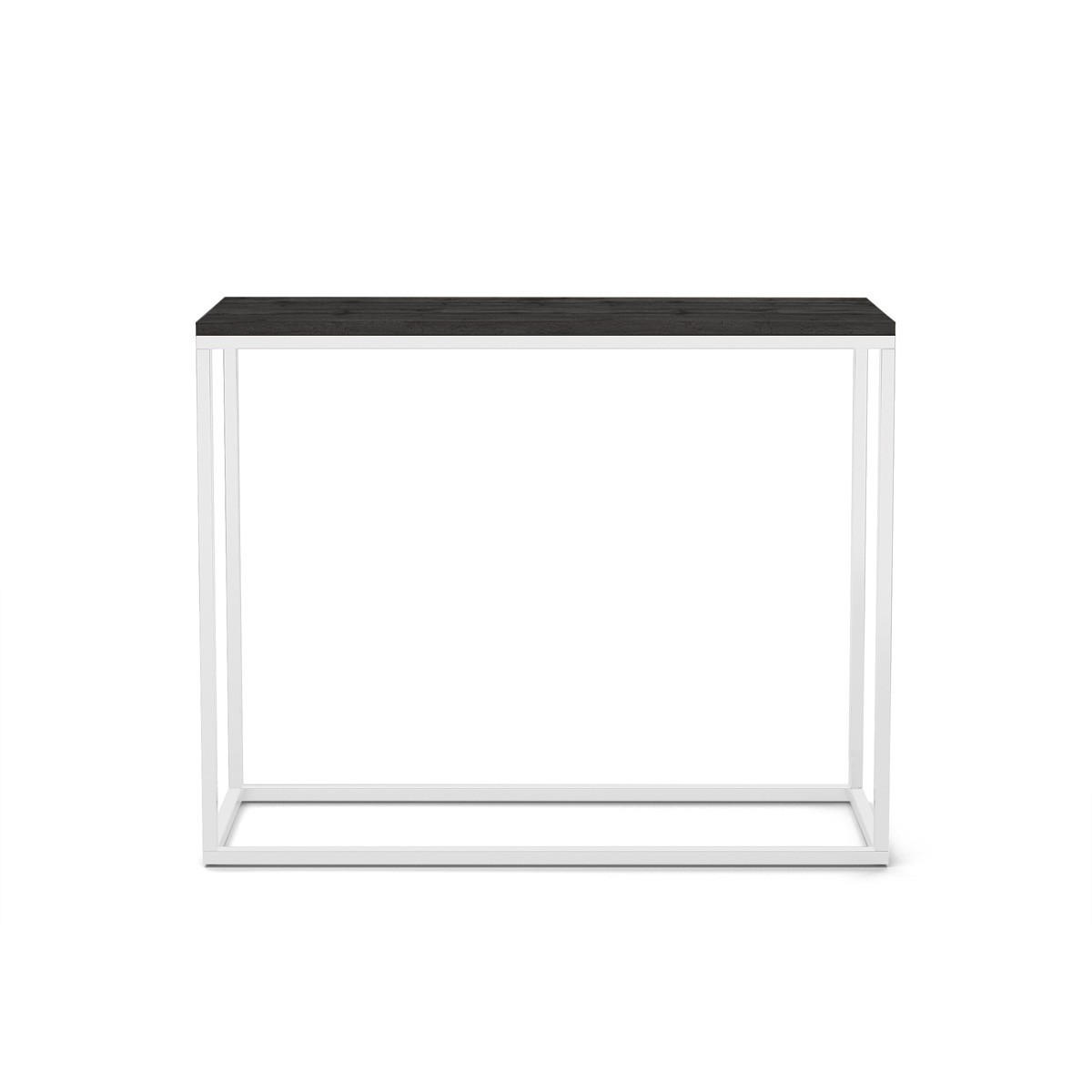 KONSOLENTISCH Well 100 Schwarz, Weiße Beine - Schwarz/Weiß, Holzwerkstoff/Metall (25/100/80cm) - Bettso