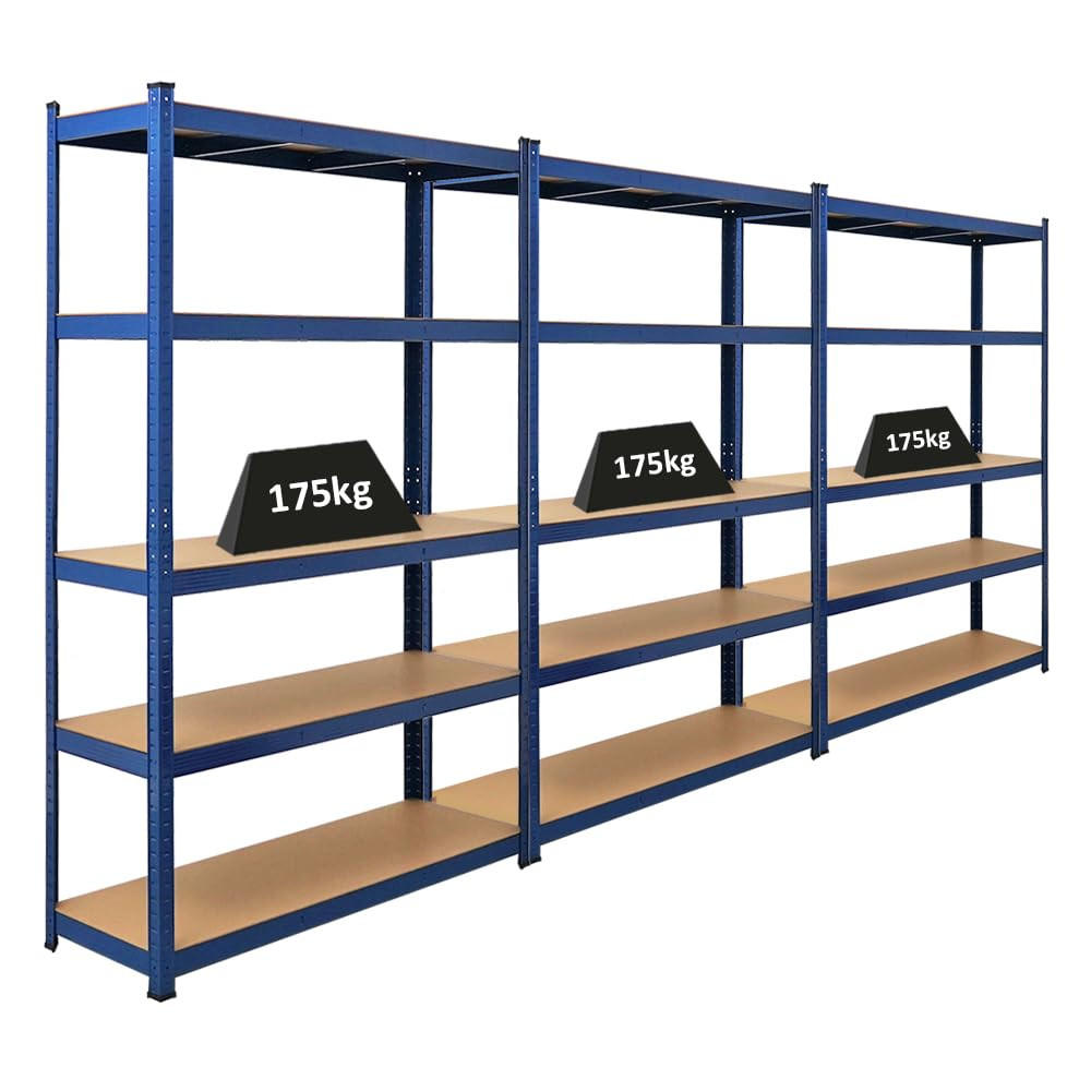 SCHWERLASTREGAL Ragnar 3er-Set mit 3x 180x120x40 cm Fachlast 175 kg Blau - Blau, Metall (360/180/40cm) - PROREGAL