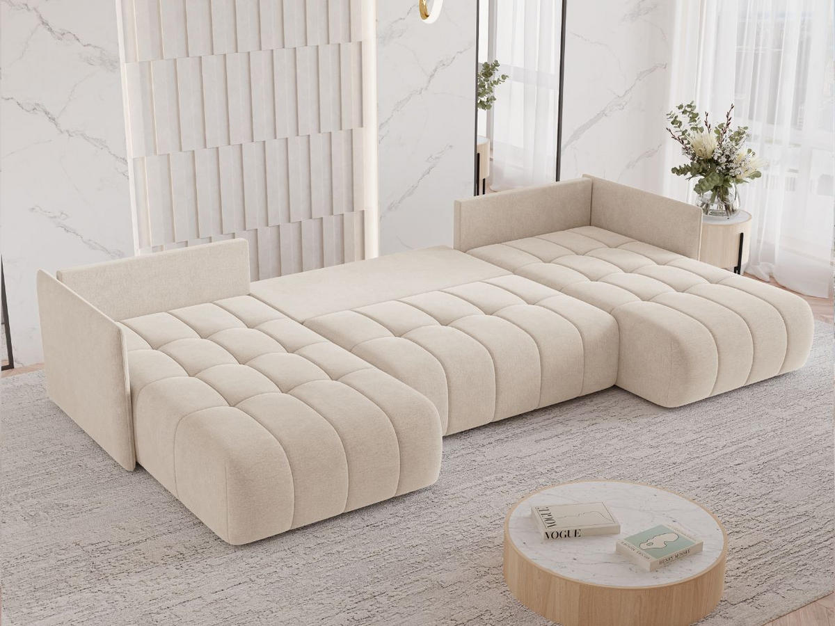ECKSOFA Ardi U Beige - Beige, Holz/Textil (353/180cm) - Graingold
