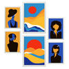 POSTER Set Mit 6 Wüstenjungen In Weibliche Zusammenfassung Ästhetische Dekorative Gemälde Für Ihr Wohnzimmer Zuhause A3 & A4 Weißer Rahmen - Weiß, Papier (29/3cm) - Nacnic