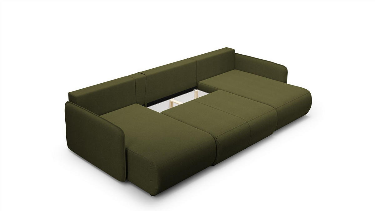 WOHNLANDSCHAFT Calgary - Grün, Holzwerkstoff/Textil (290/86/148cm) - Fun Möbel