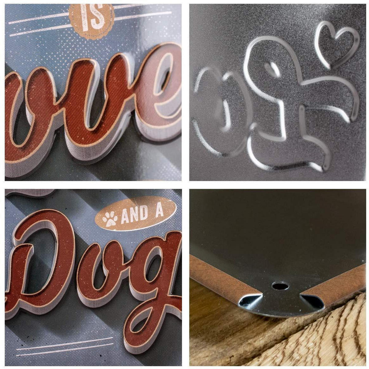 BLECHSCHILD 15/20 cm PfotenSchild Love Dog - Multicolor, Metall (15/20/0.5cm) - Nostalgic-Art