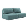3-SITZER SOFA mit Schlaffunktion Chenille Stoff Blau - Blau/Beige, Kunststoff/Textil (216/79/102cm) - Makamii