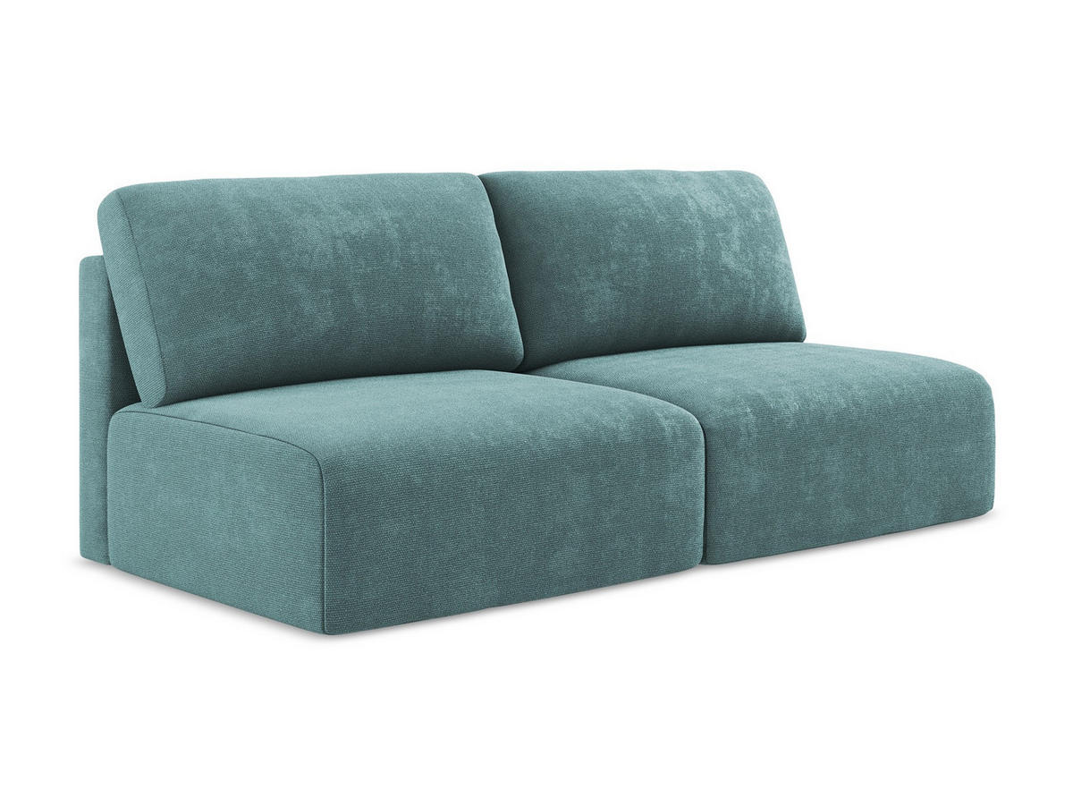 3-SITZER SOFA mit Schlaffunktion Chenille Stoff Blau - Blau/Beige, Kunststoff/Textil (216/79/102cm) - Makamii