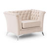 CHESTERFIELD-SESSEL Whitby Beige Samt mit silbernen Füßen - Beige/Silberfarben, Holz/Textil (116/78/82cm) - S-Style Möbel