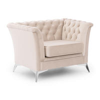 CHESTERFIELD-SESSEL Whitby Beige Samt mit silbernen Füßen - Beige/Silberfarben, Holz/Textil (116/78/82cm) - S-Style Möbel