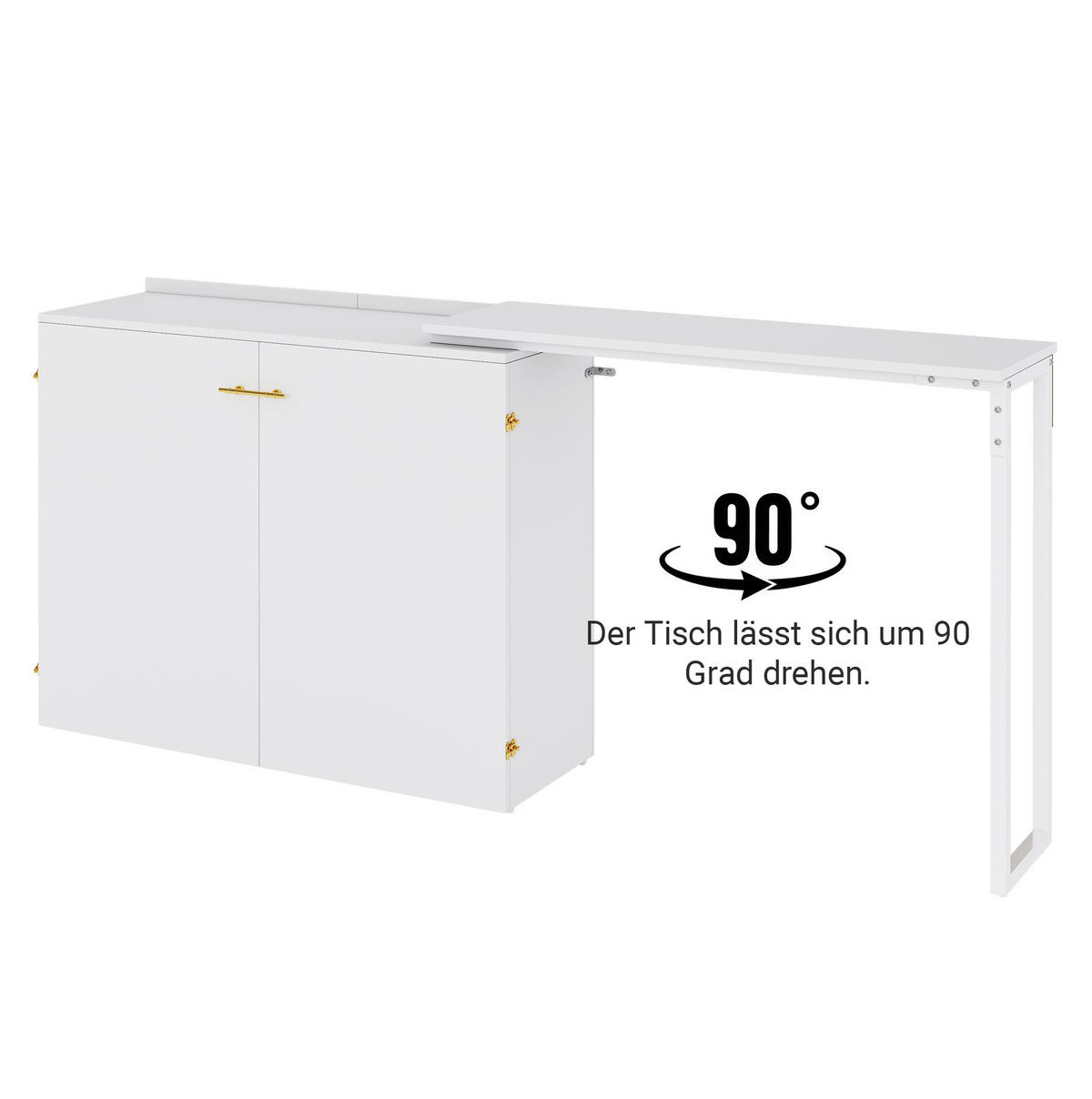 SCHRANKBETT Klappbett 90/200 cm aus Metall und Holz mit drehbarem Schreibtisch und Matratze Weiß/Holzfarbe - Weiß, Metall (90/200cm) - Modenvie
