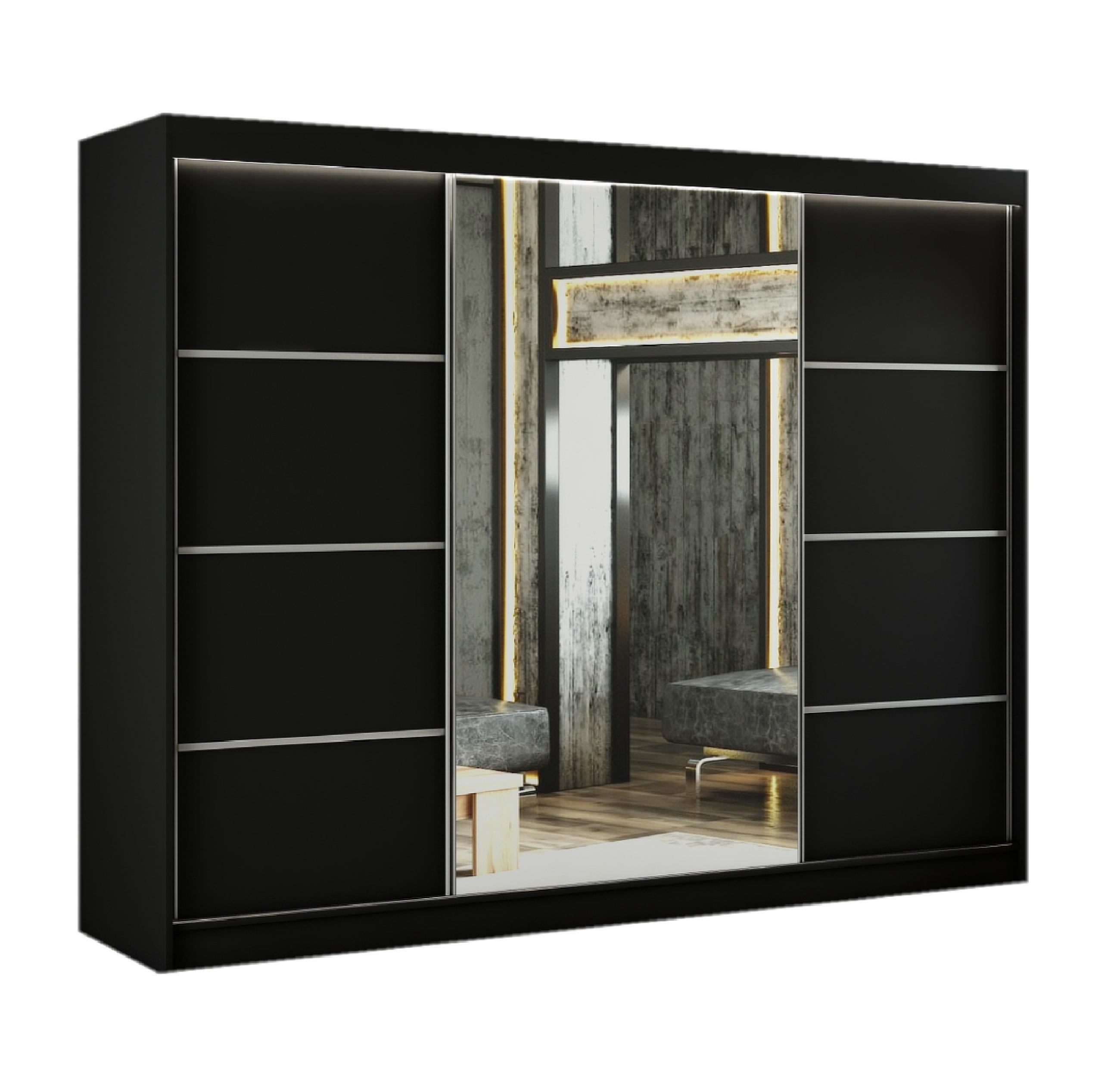 Margaret Hadas24 Schwebetürenschrank Schwarz 250x215x61 cm