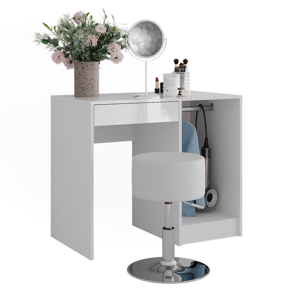 TOALETNÍ STOLEK Sherry Bílá/bílý vysoký lesk - vysoce lesklá bílá, kompozitní dřevo (89.8/76/50.1cm) - Vicco