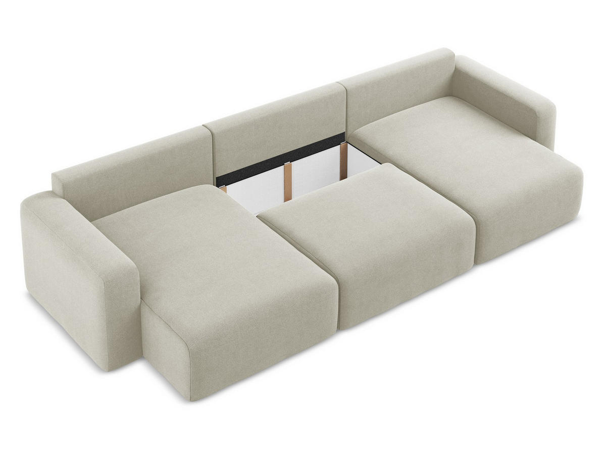 WOHNLANDSCHAFT Strukturstoff Stoff Beige - Beige/Creme, Kunststoff/Textil (332/79/149cm) - Makamii