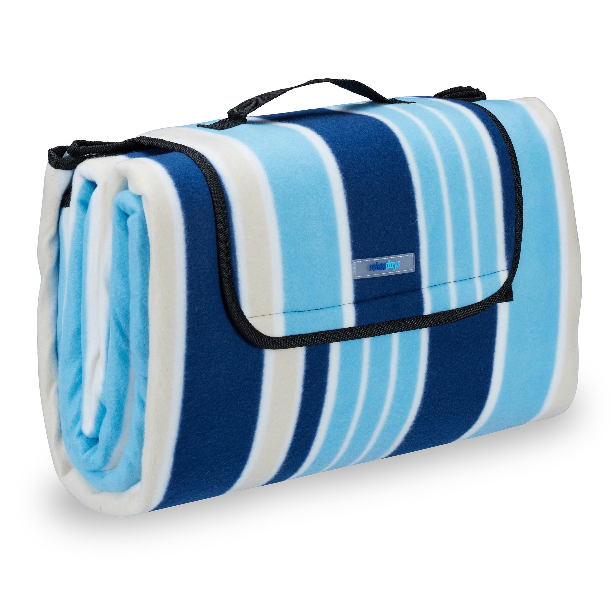 PICKNICKDECKE - Dunkelblau/Hellblau, Textil/Metall (200/200cm) - Relaxdays