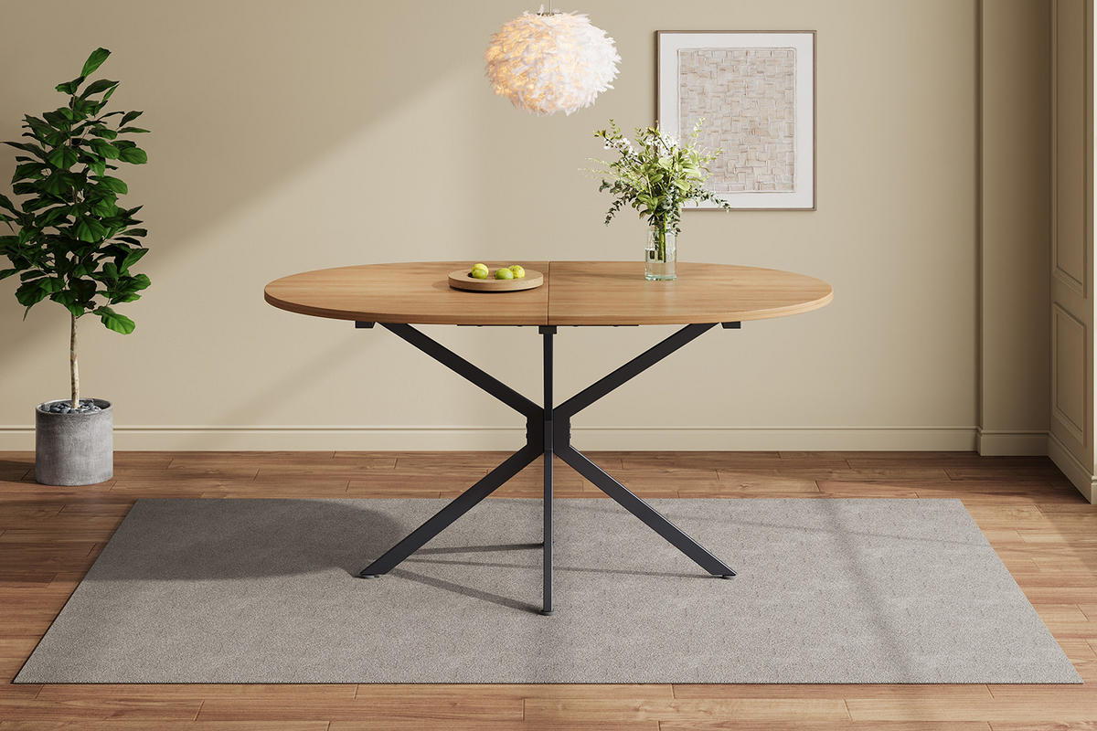 ESSTISCH aus MDF mit Kreuzbein-Design, 120/80/75,5 cm, Natur - Naturfarben, Holzwerkstoff (120/80/75.5cm) - Redom