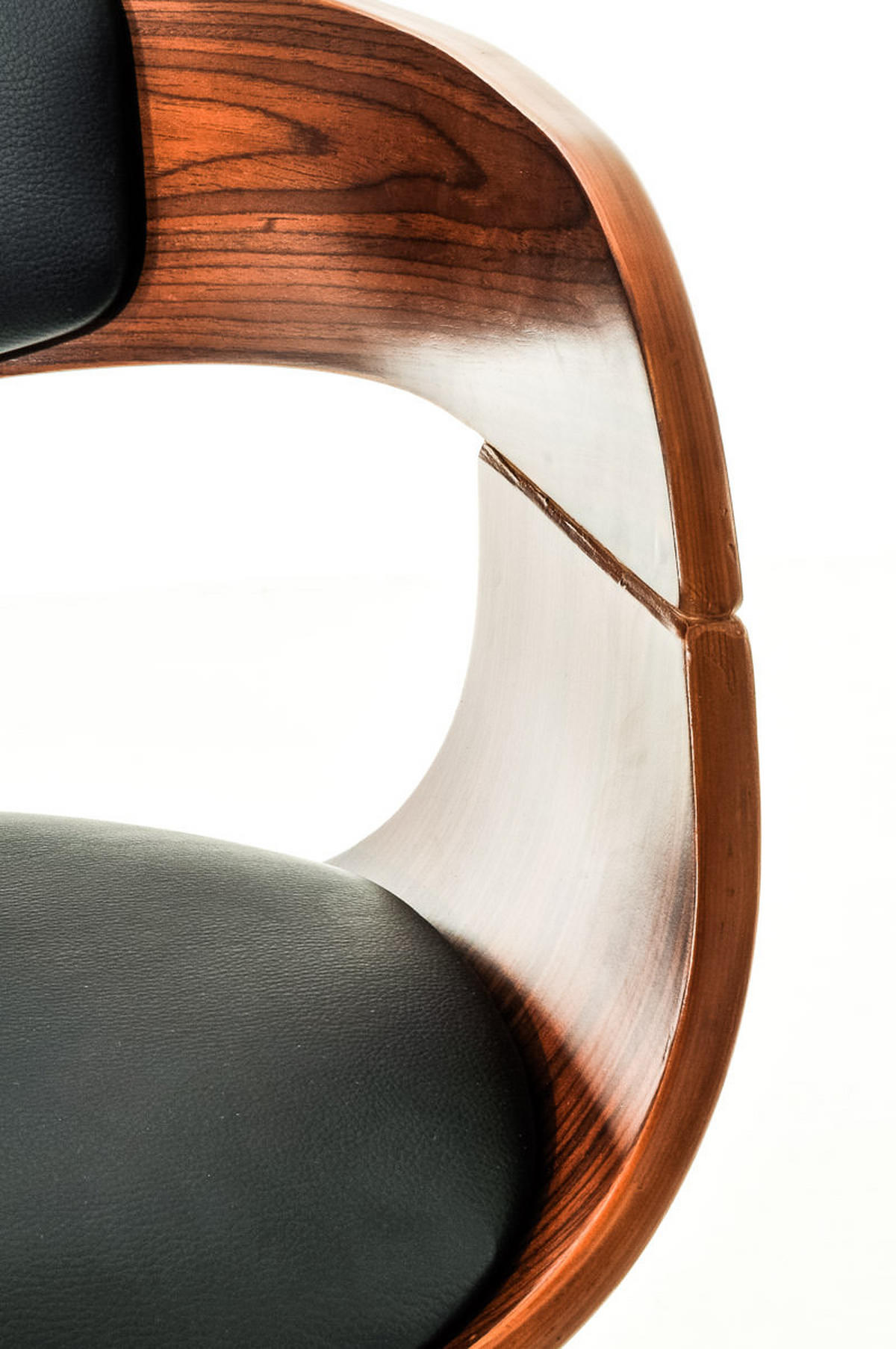 BARHOCKER 2er Set Nadan Kunstleder Walnuss/schwarz - Schwarz, Leder/Metall (50/88/48cm) - DELUKE