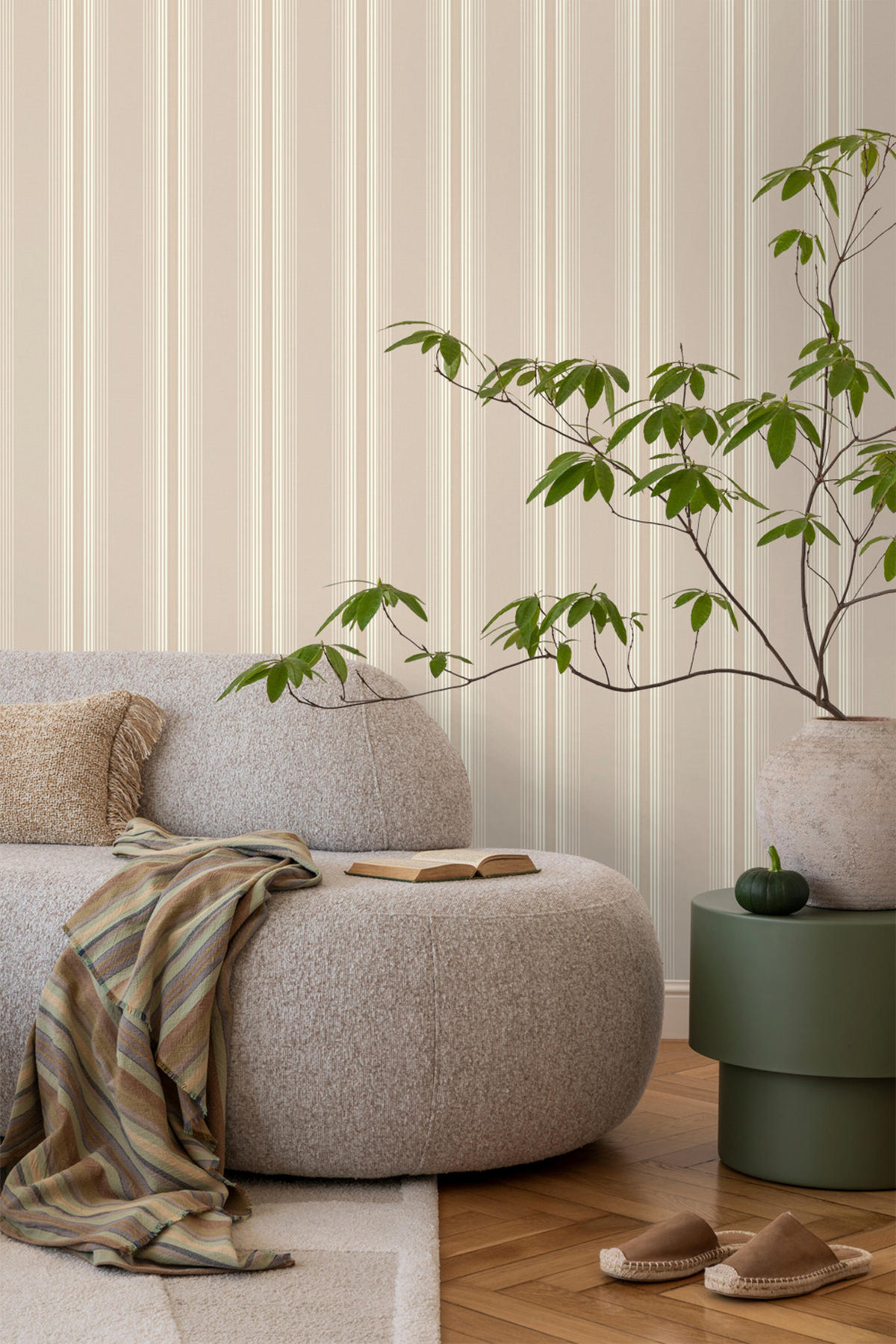TAPETE Streifen 53 cm x 10 m - Beige, Papier (53/1000cm) - Sanders & Sanders
