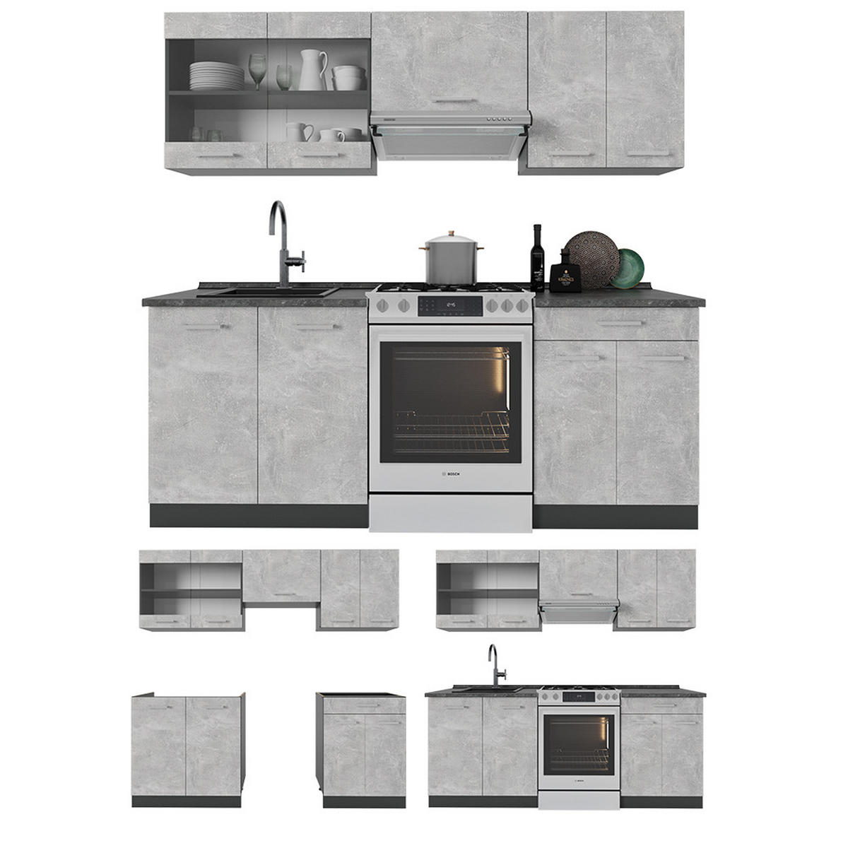 Anthrazit/Grau, Holzwerkstoff (200/81.6/60cm) - Vicco