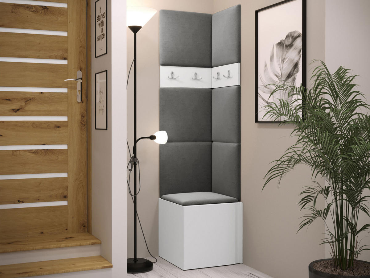 GARDEROBEN-SET Orion XXI - Weiß/Grau, Holzwerkstoff/Kunststoff (42/186/46cm) - MIRJAN24