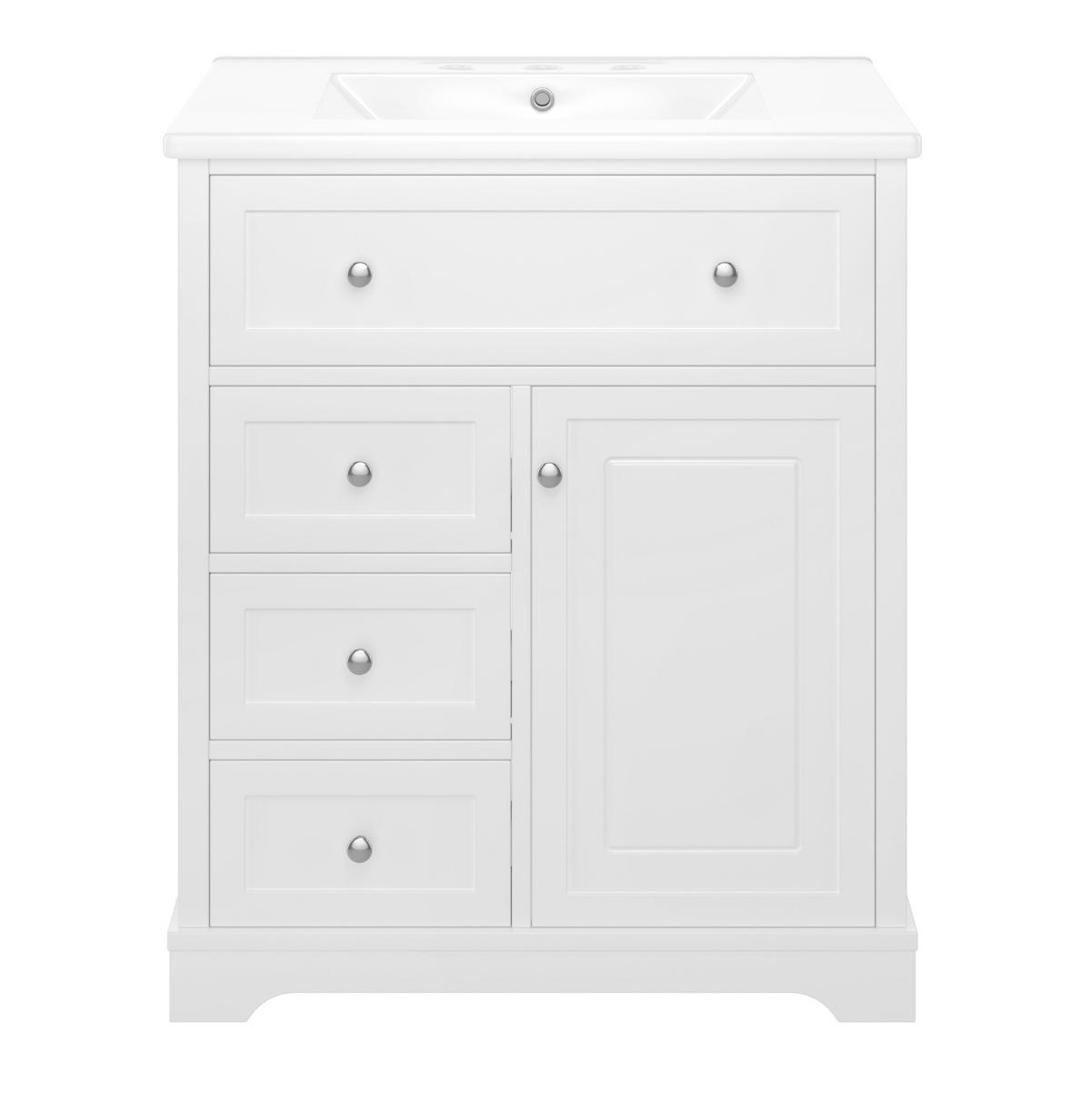 BADEZIMMERSCHRANK mit Waschbecken 76 x 46 x 87 cm Weiß - Weiß, Holzwerkstoff (46/87/76cm) - Beauniv