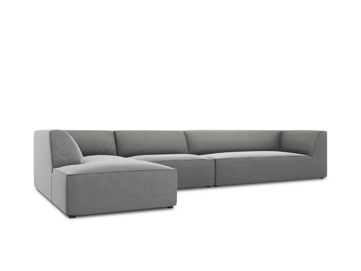 ECKSOFA links Ruby aus Samt grau 5 Sitzplätze - Grau, Textil (180/366cm) - Micadoni