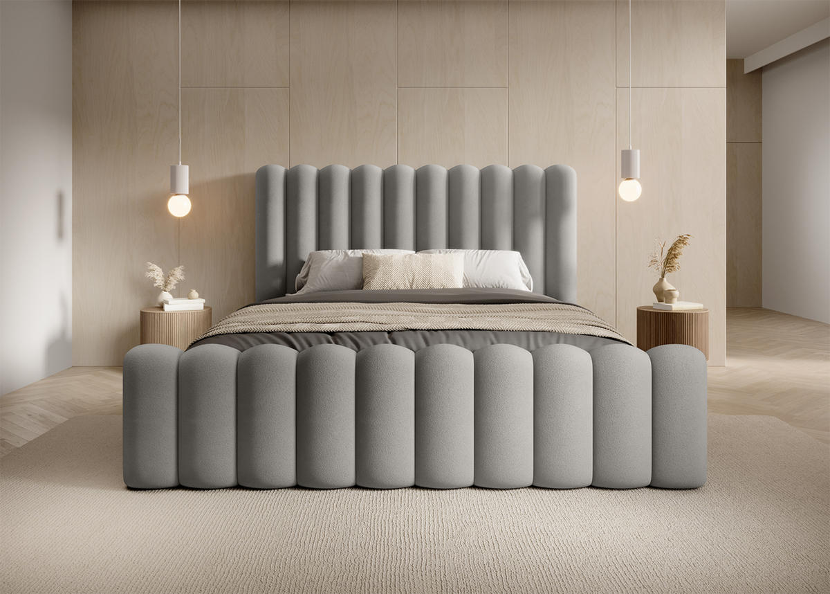 POLSTERBETT ALORIS 120x200 cm, Hellgrau - Hellgrau, Textil (200/120cm) - Fedve