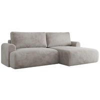 ECKSCHLAFSOFA TONO L Hellgrau Plüsch - rechts - Hellgrau/Schwarz, Kunststoff/Textil (150/260cm) - MKS