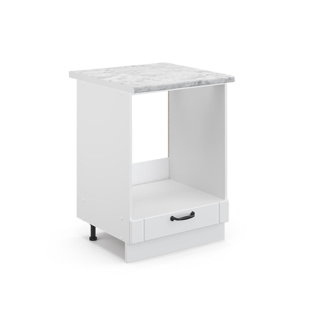 HERDUMBAUSCHRANK Fame-Line Weiß Landhaus 60 cm, AP Marmor - Weiß, Holzwerkstoff (60/82/60cm) - Vicco