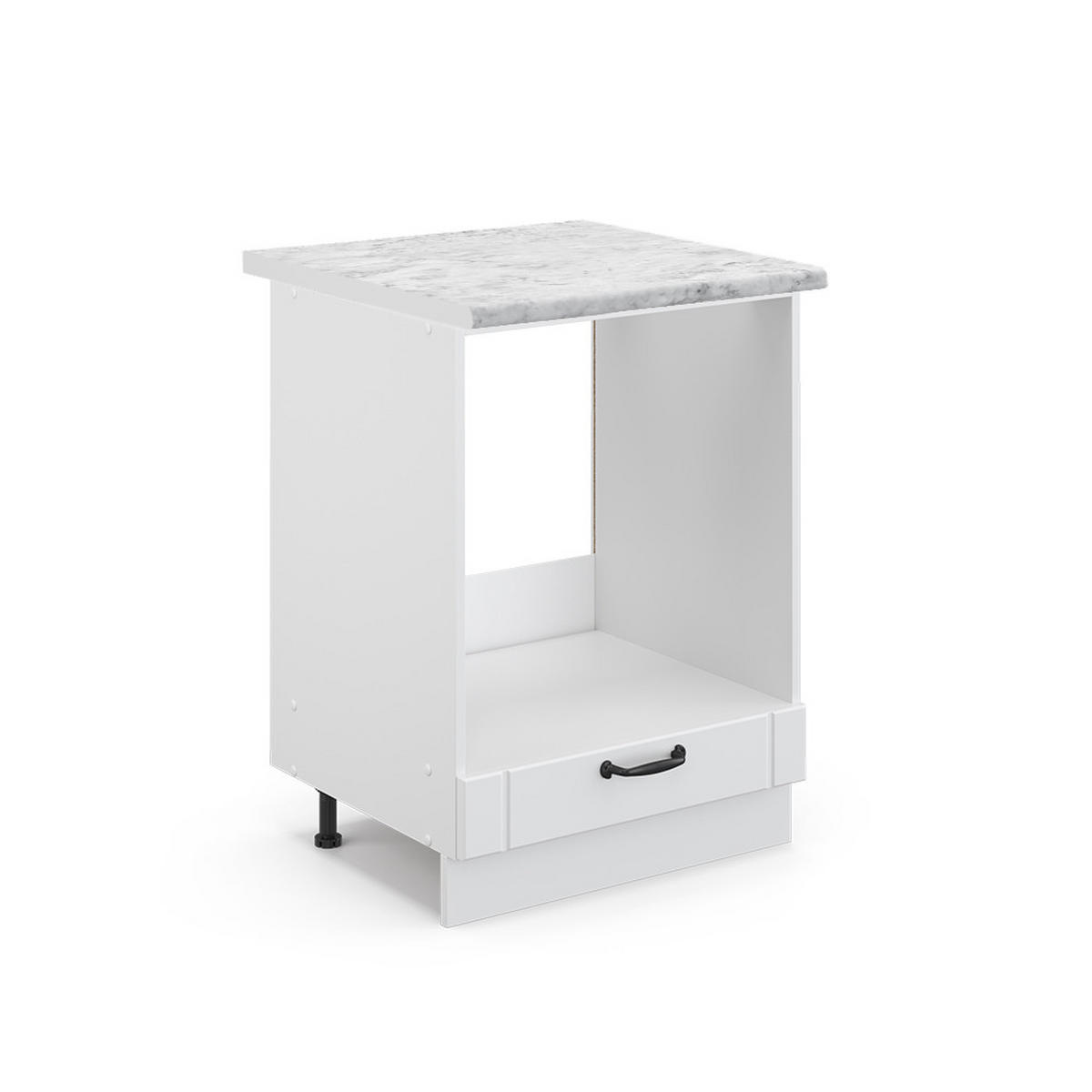 HERDUMBAUSCHRANK Fame-Line Weiß Landhaus 60 cm, AP Marmor - Weiß, Holzwerkstoff (60/82/60cm) - Vicco